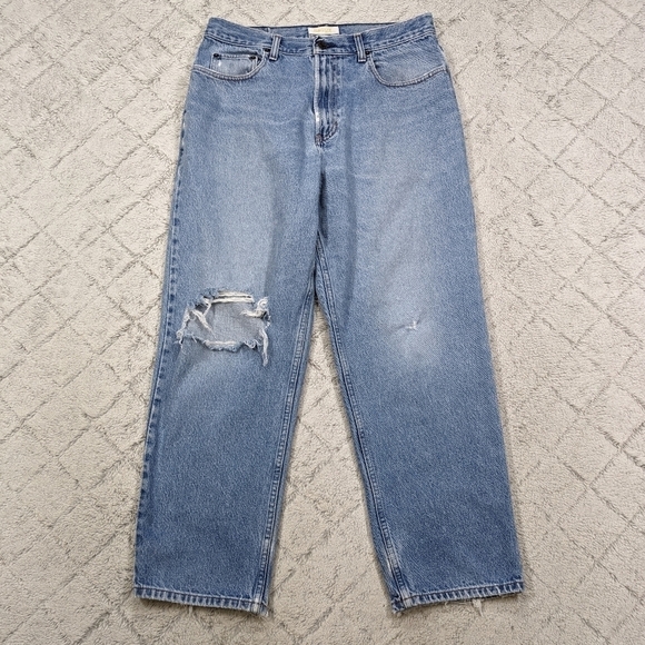 Vintage Old Navy Jeans Men's 34x30 Blue Light Baggy Distress Cotton Skater 90’s - Picture 1 of 13